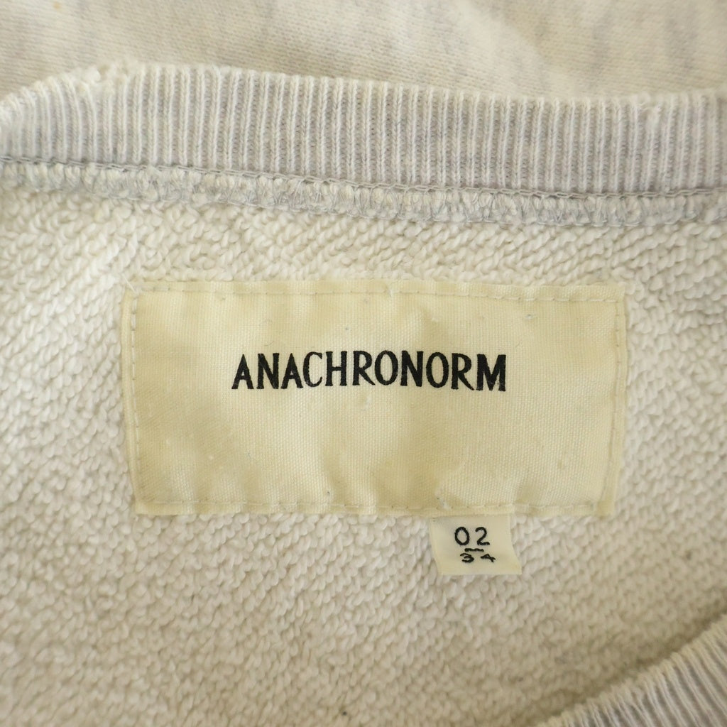 anachronorm(アナクローム) COLLEGE SIDE LIB SWEAT カレッジ サイドリブ クルーネックスウェットシャツ トレーナー グレー