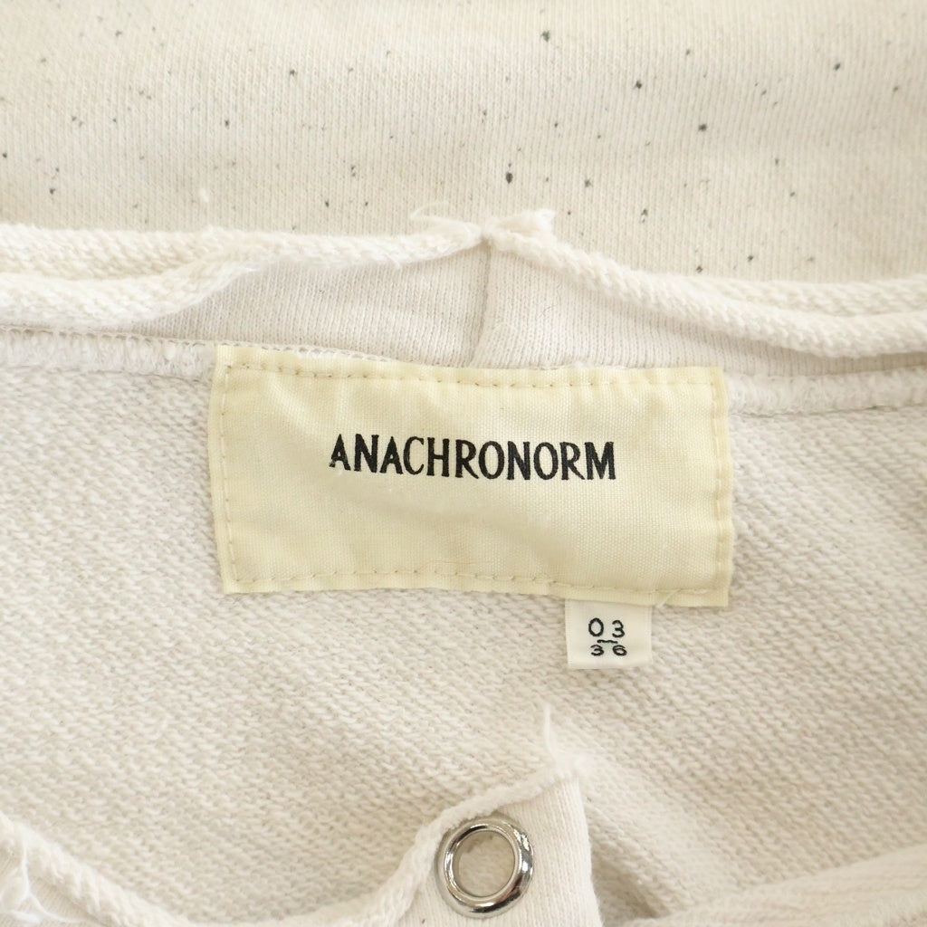 anachronorm(アナクローム) W PRINT CUT-OFF SWEAT PARKA Wプリント カットオフ スウェットシャツ トレーナー グレー AN244