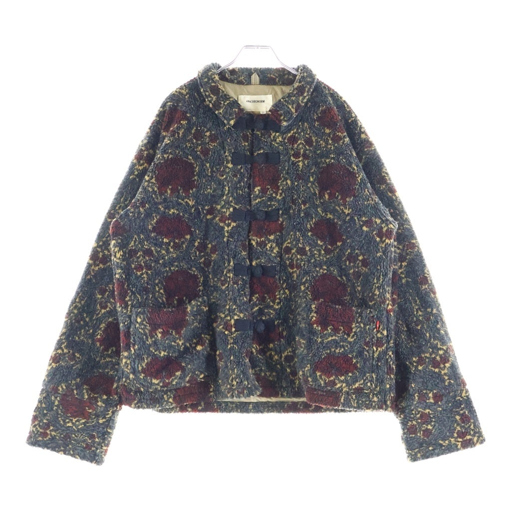 anachronorm(アナクローム) FLEECE CHINA JACKET フリース 総柄 チャイナジャケット グレー AN260