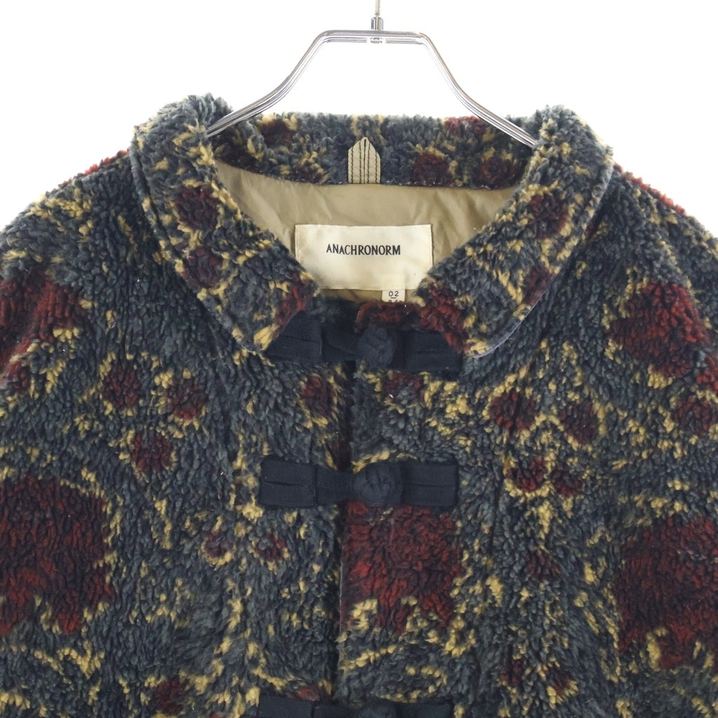 anachronorm(アナクローム) FLEECE CHINA JACKET フリース 総柄 チャイナジャケット グレー AN260