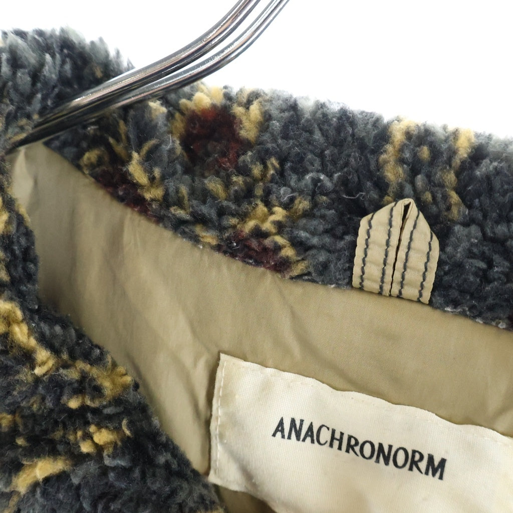 anachronorm(アナクローム) FLEECE CHINA JACKET フリース 総柄 チャイナジャケット グレー AN260