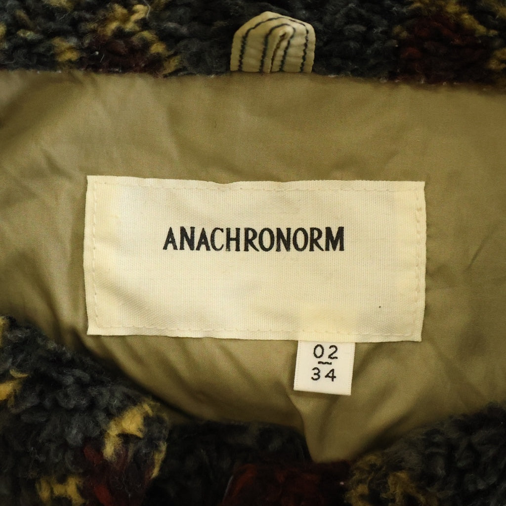 anachronorm(アナクローム) FLEECE CHINA JACKET フリース 総柄 チャイナジャケット グレー AN260