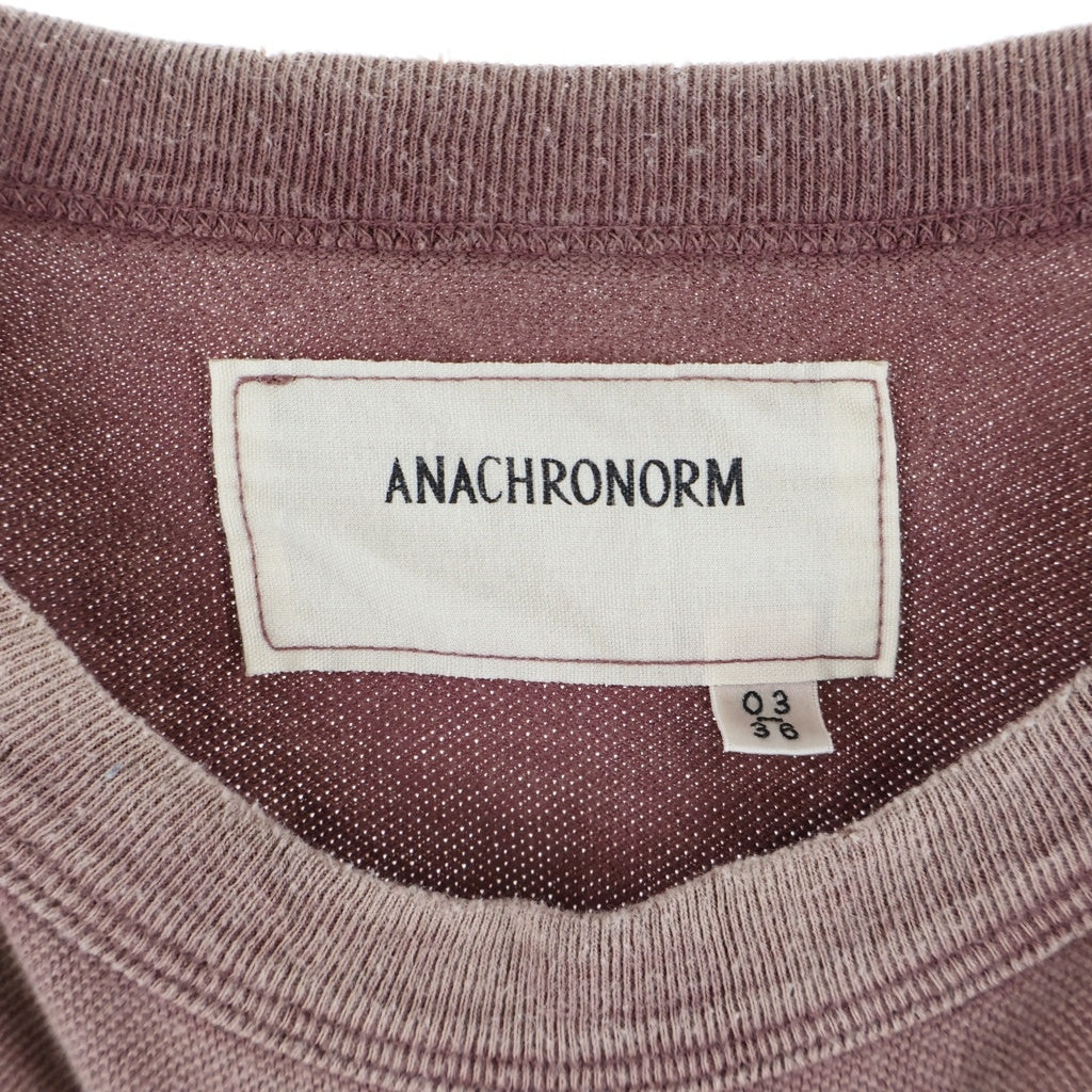 anachronorm(アナクローム) MOSS STITCH DAMAGED POCKET S/S T-S モススティッチ ダメージ加工 クルーネック半袖ポケットTシャツ カットソー ピンク AN353-D