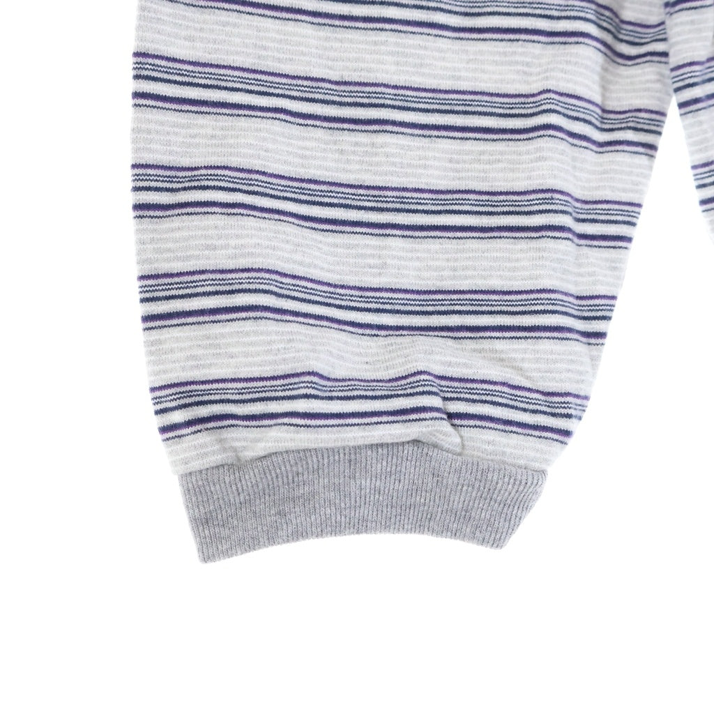 PWA(プア) STRIPED PIPING L/S TEE ストライプ パイピング クルーネック長袖Tシャツ カットソー グレー P09C011-CS02