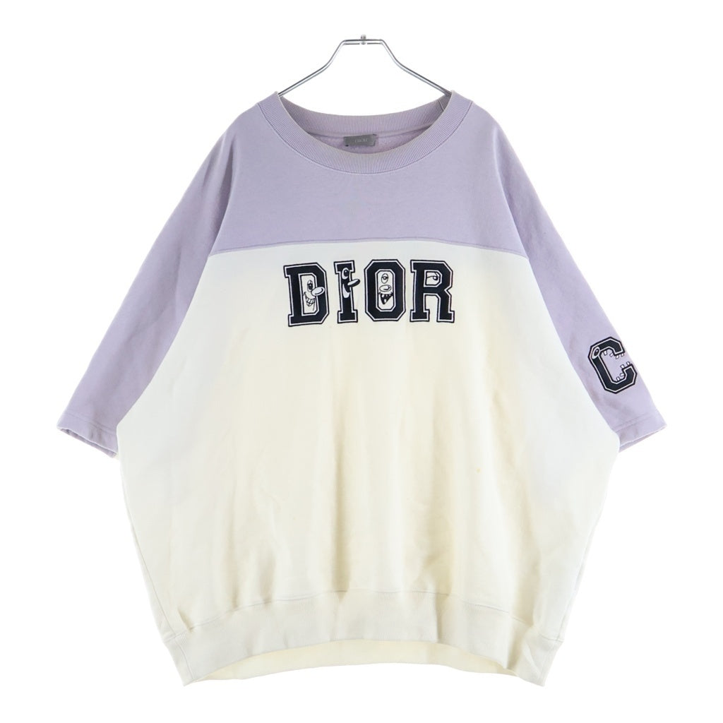 Christian Dior(クリスチャンディオール) 21AW ×KENNY SCHARF ケニー シャーフ クルーネック 半袖 プルオーバー スウェット トレーナー ホワイト/パープル 193J648A0687