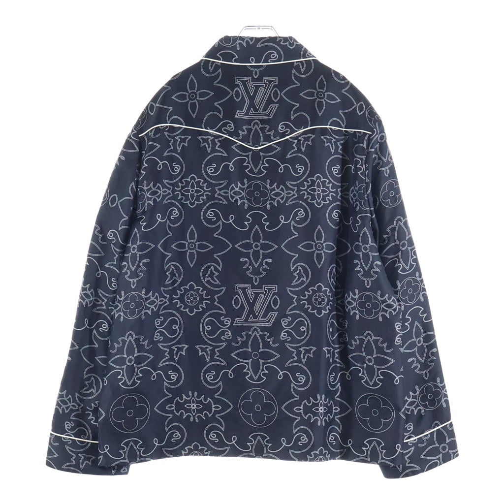 LOUIS VUITTON(ルイヴィトン) 24AW モノグラムプリントデザイン 胸ポケット シルク 長袖シャツ ブラック RM242M MRR HRS80W