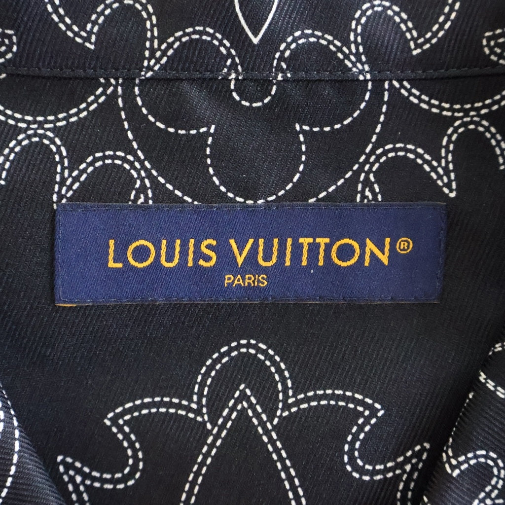 LOUIS VUITTON(ルイヴィトン) 24AW モノグラムプリントデザイン 胸ポケット シルク 長袖シャツ ブラック RM242M MRR HRS80W