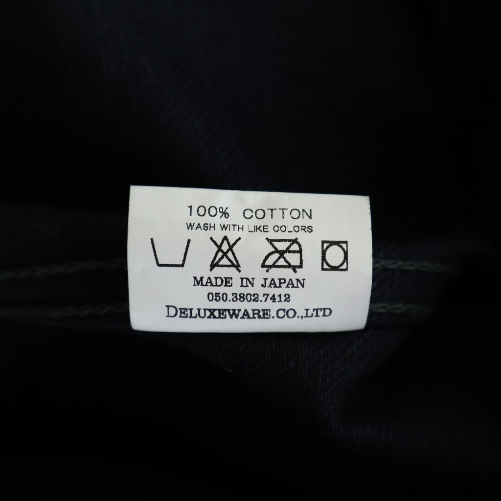 NO BRAND(ノーブランド) DELUXEWARE EMB TRACKER JACKET FOR KI ロゴエンブロイダリー デニム トラッカージャケット Gジャン ブラック/ブルー S403E