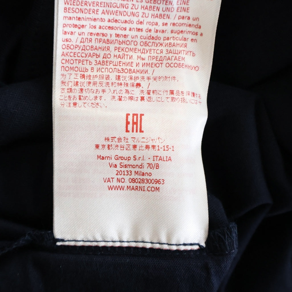 MARNI(マルニ) コットン ロゴエンブロイダリー クルーネック半袖Tシャツ カットソー ネイビー HUMU0223EX UTCZ68
