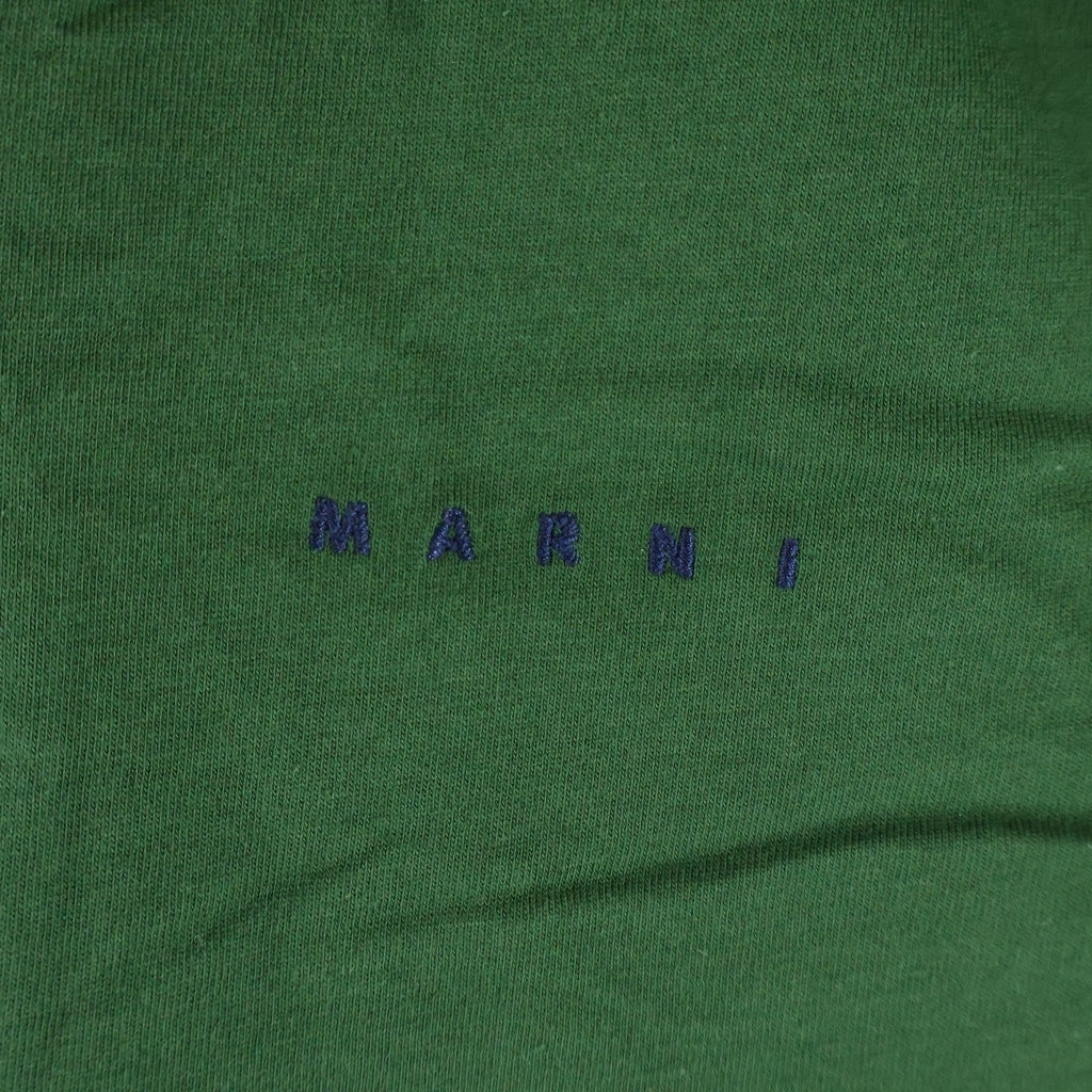 MARNI(マルニ) コットン ロゴエンブロイダリー クルーネック半袖Tシャツ カットソー グリーン HUMU0223EX UTCZ68