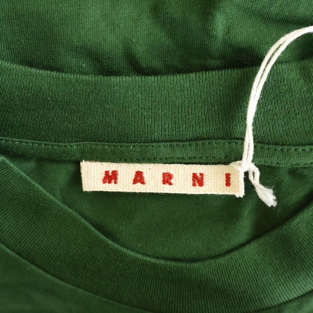 MARNI(マルニ) コットン ロゴエンブロイダリー クルーネック半袖Tシャツ カットソー グリーン HUMU0223EX UTCZ68