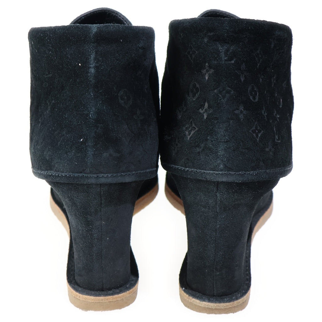 LOUIS VUITTON(ルイヴィトン) モノグラム スウェード ショートヒールブーツ ブラック NL0152