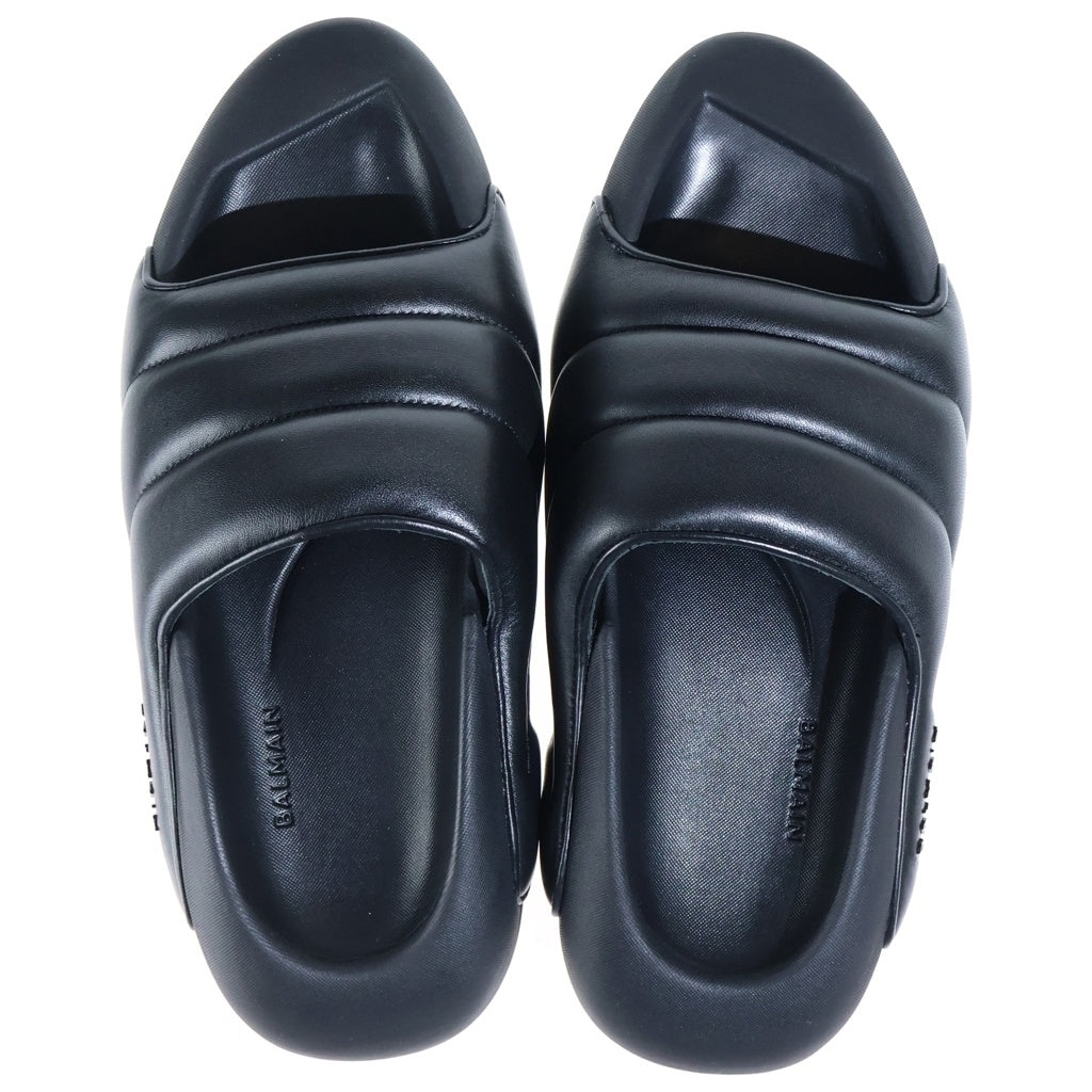 BALMAIN(バルマン) B-IT QUILTED LEATHER SLIDE SANDALS キルテッド レザー スライド シャワーサンダル ブラック AM0VL299