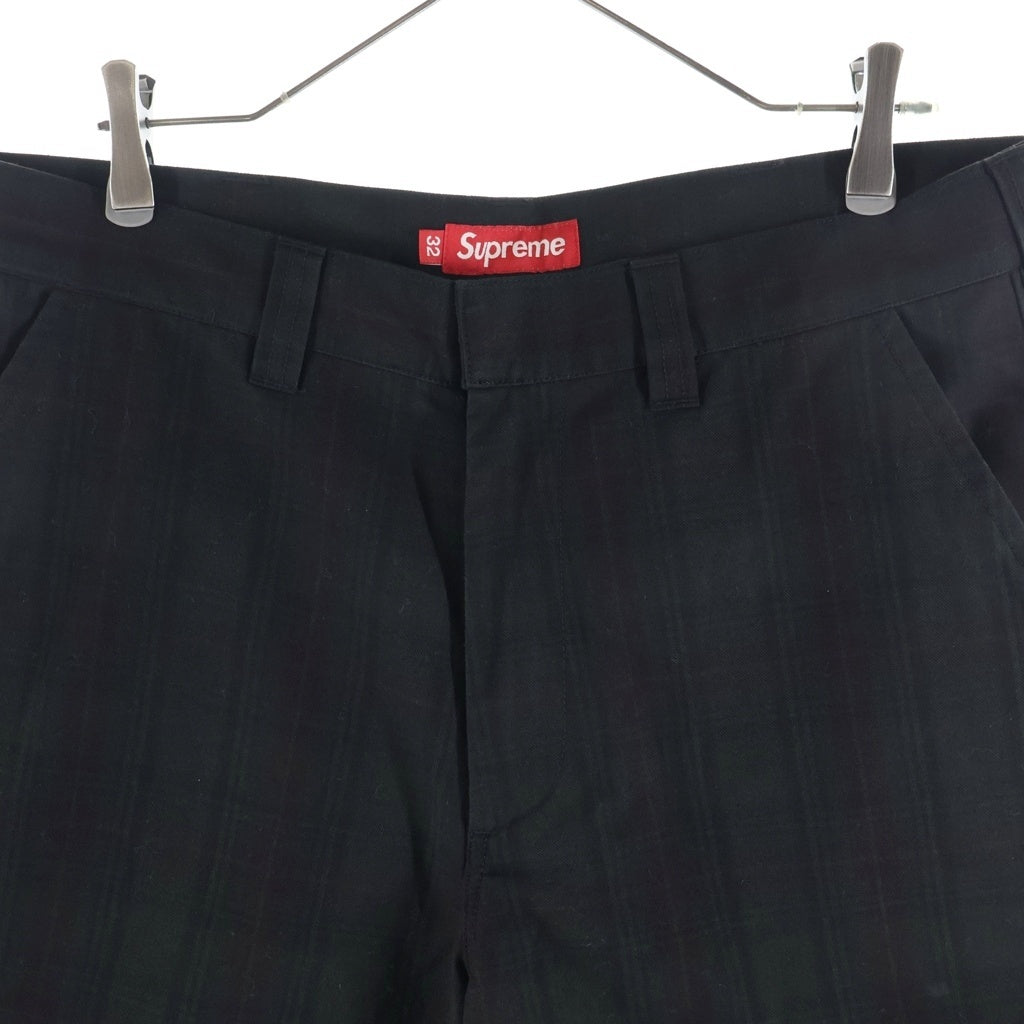 SUPREME(シュプリーム) 26SS Work Short Black Plaid チェック柄 コットン スモールボックスロゴ ワーク ショートパンツ グリーン/ブラック