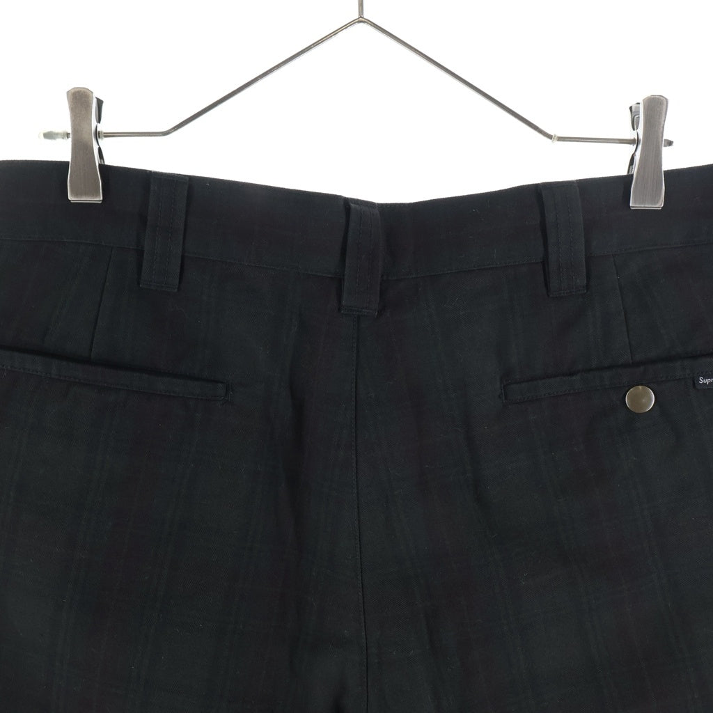 SUPREME(シュプリーム) 26SS Work Short Black Plaid チェック柄 コットン スモールボックスロゴ ワーク ショートパンツ グリーン/ブラック