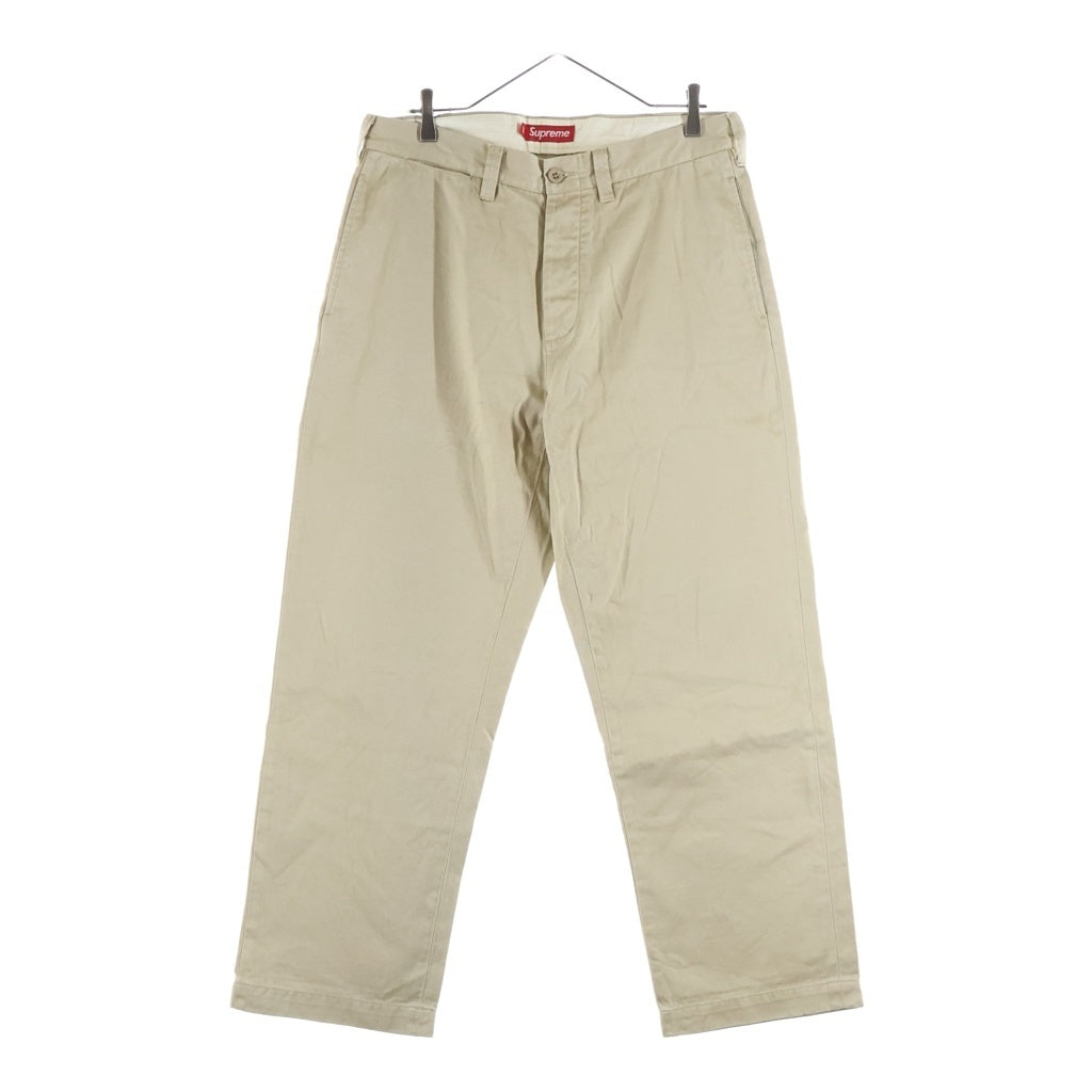 SUPREME(シュプリーム) 25AW Chino Pant コットン ボタンフライ バックロゴエンブロイダリー チノパンツ ベージュ