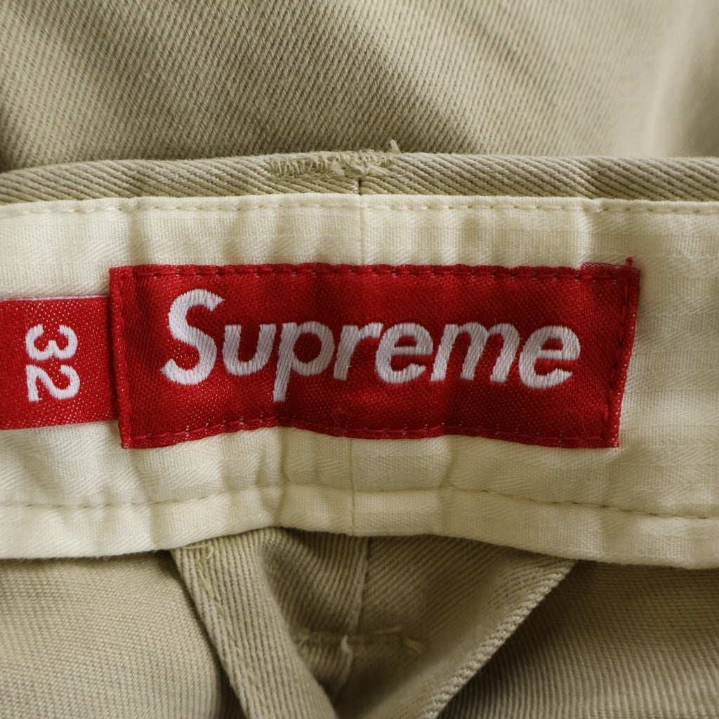SUPREME(シュプリーム) 25AW Chino Pant コットン ボタンフライ バックロゴエンブロイダリー チノパンツ ベージュ