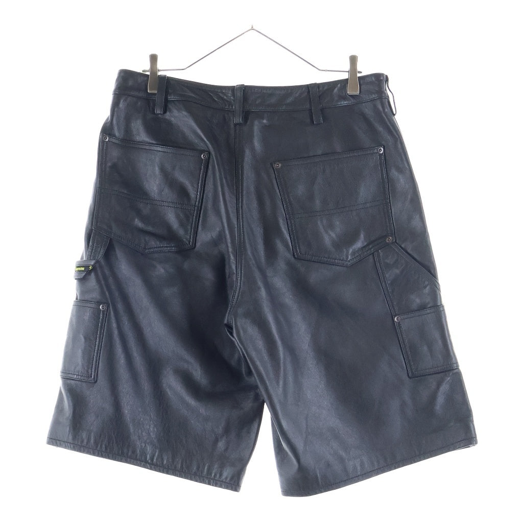 SUPREME(シュプリーム) 26SS Leather Double Knee Painter Short ラムレザー ダブルニー ペインター ハーフパンツ ブラック