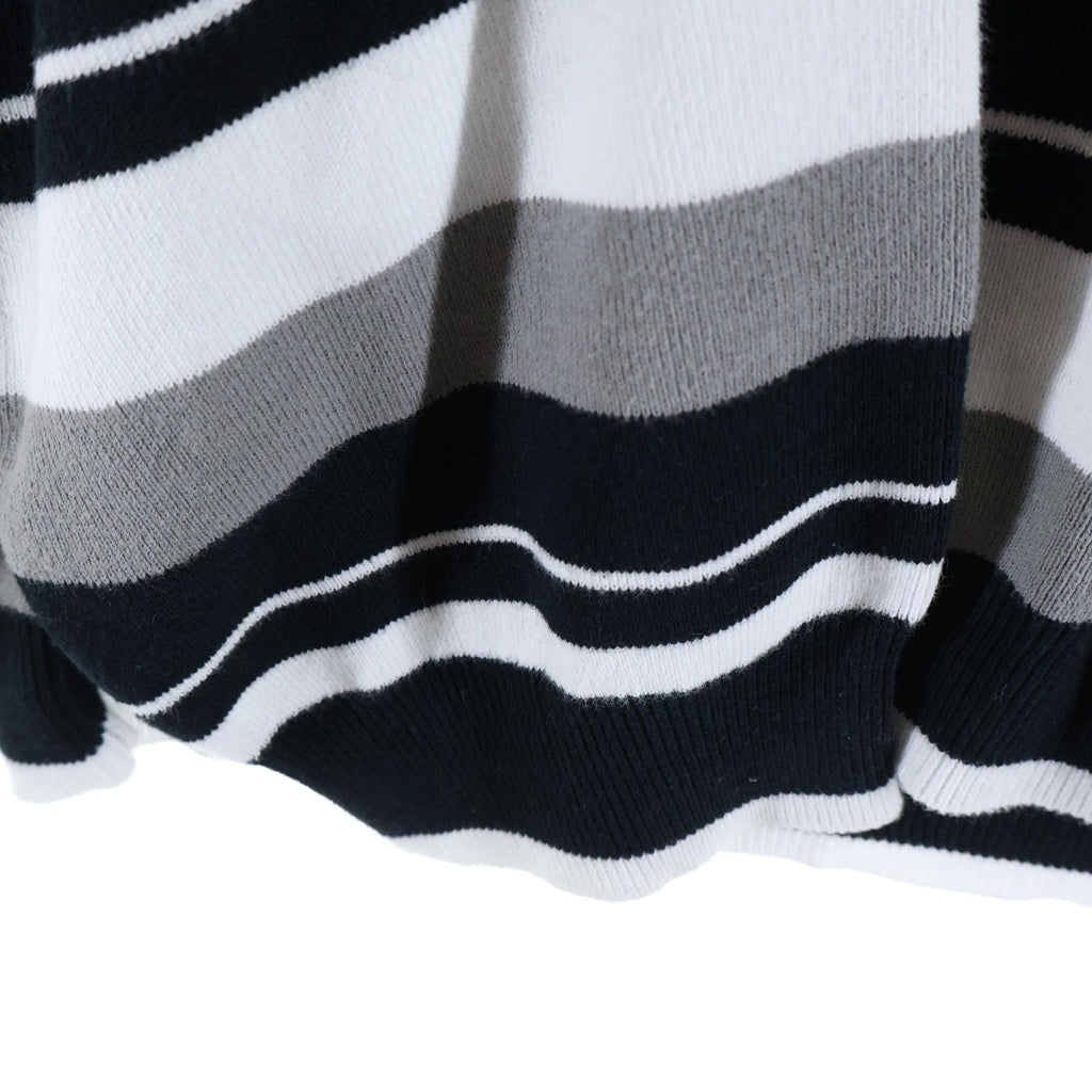 SUPREME(シュプリーム) 24AW Stripe Zip L/S Polo ストライプ ハーフジップ 長袖ポロシャツ ブラック/グレー/ホワイト