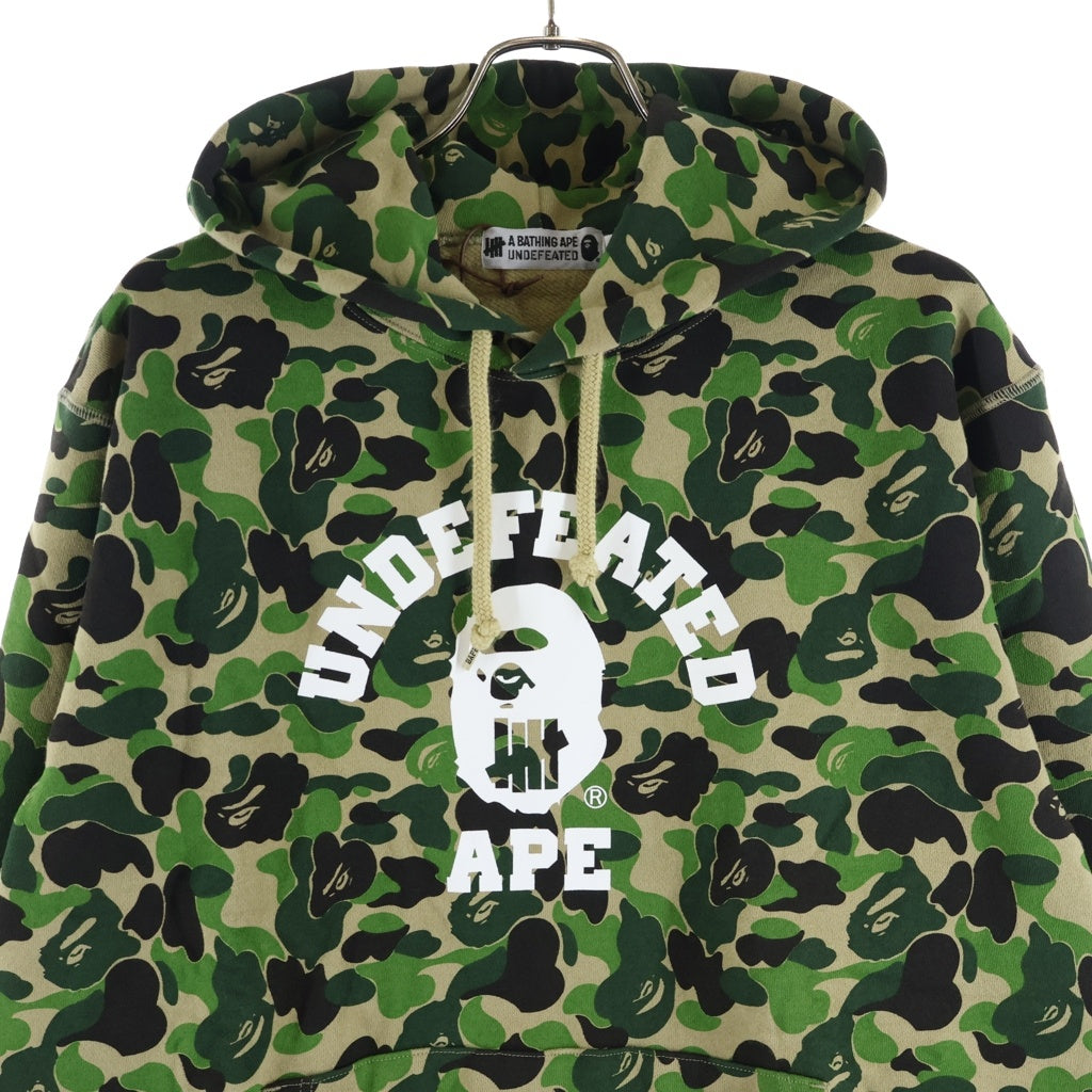 A BATHING APE(アベイシングエイプ) 18SS ×UNDEFEATED ABC COLLEGE PULLOVER HOODIE アンディフィーテッド ABCカモ フロントカレッジロゴ プルオーバースウェットパーカー グリーン 1E23114908