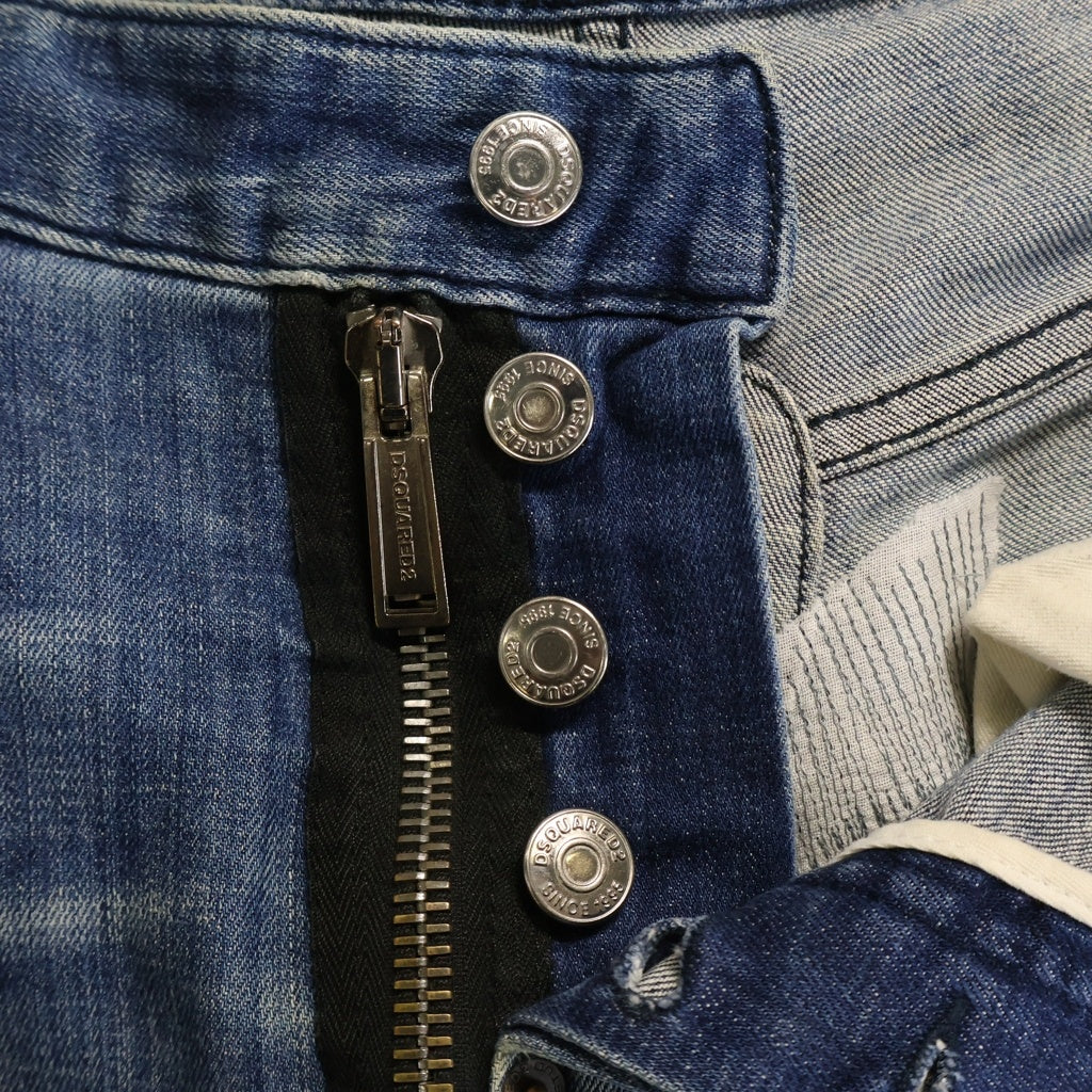 DSQUARED2(ディースクエアード) 18AW SKATER JEAN スケーター スキニー スプラッシュペイント リペアパッチワーク ダメージ デニムパンツ インディゴ