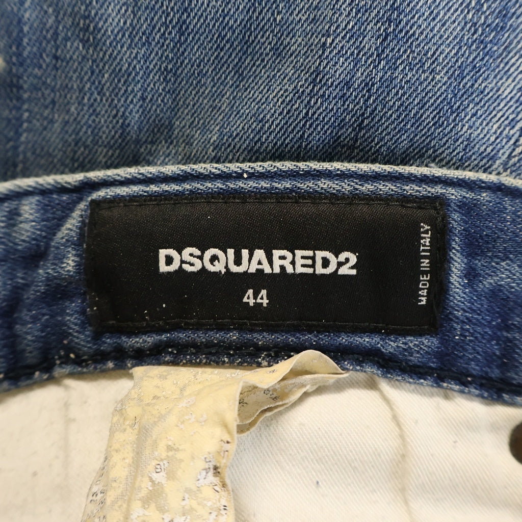DSQUARED2(ディースクエアード) 18AW SKATER JEAN スケーター スキニー スプラッシュペイント リペアパッチワーク ダメージ デニムパンツ インディゴ