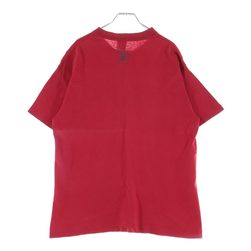 STUSSY(ステューシー) 80S VINTAGE OLD STOCK LOGO TEE ヴィンテージ USA製 黒タグ ストックロゴ フロントプリント クルーネックTシャツ 半袖 カットソー レッド