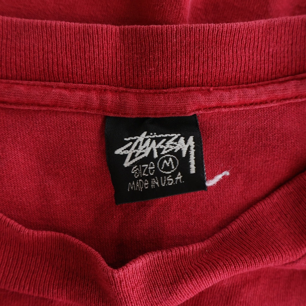 STUSSY(ステューシー) 80S VINTAGE OLD STOCK LOGO TEE ヴィンテージ USA製 黒タグ ストックロゴ フロントプリント クルーネックTシャツ 半袖 カットソー レッド
