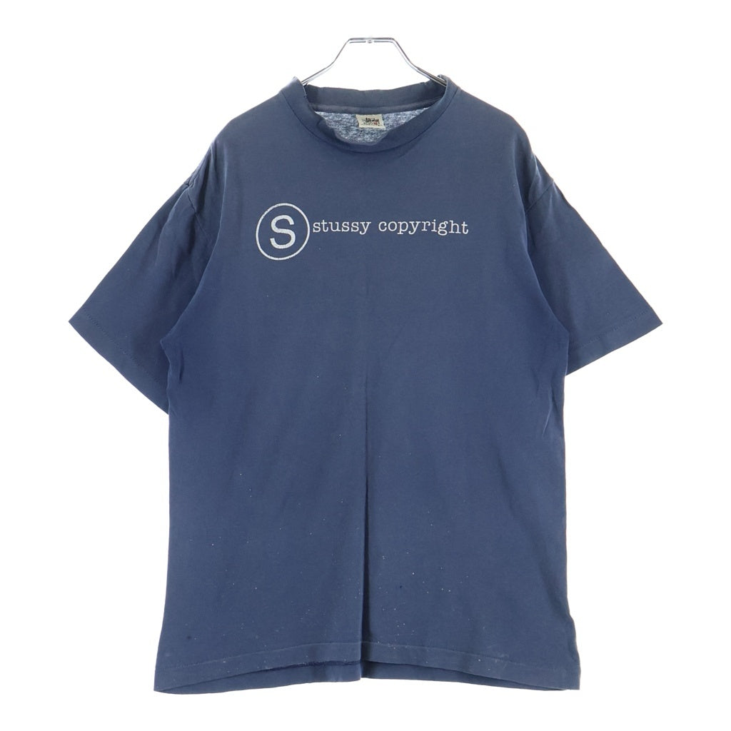 STUSSY(ステューシー) 90S VINTAGE OLD COPYRIGHT TEE ヴィンテージ USA製 白タグ コピーライト フロントプリント クルーネックTシャツ 半袖 カットソー ネイビー