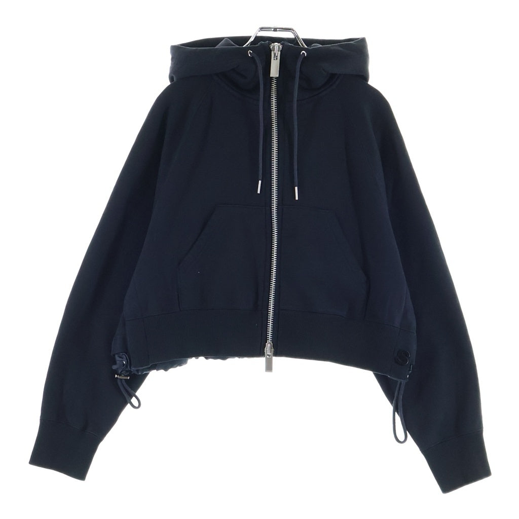 Sacai(サカイ) S Sweat Jersey Hoodie ショート丈 ジップアップフーディー パーカー レディース ブラック SCW-095