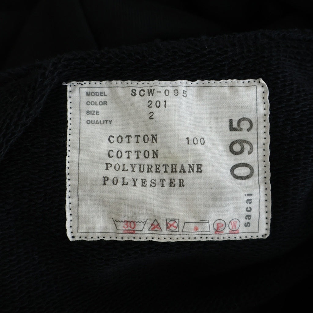 Sacai(サカイ) S Sweat Jersey Hoodie ショート丈 ジップアップフーディー パーカー レディース ブラック SCW-095