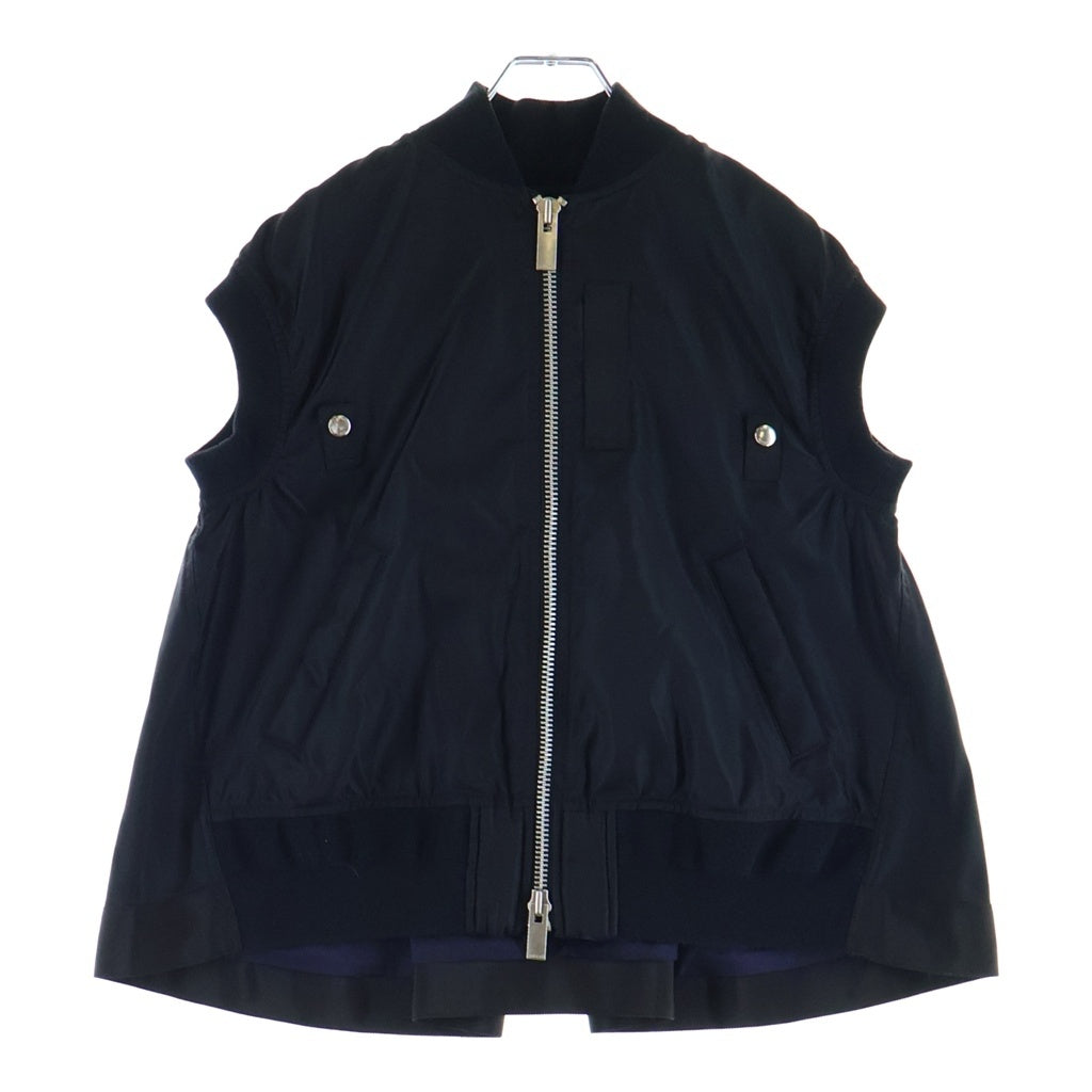 Sacai(サカイ) MA-1 ツイル ジップアップベスト ジャケット レディース ブラック SCW-072