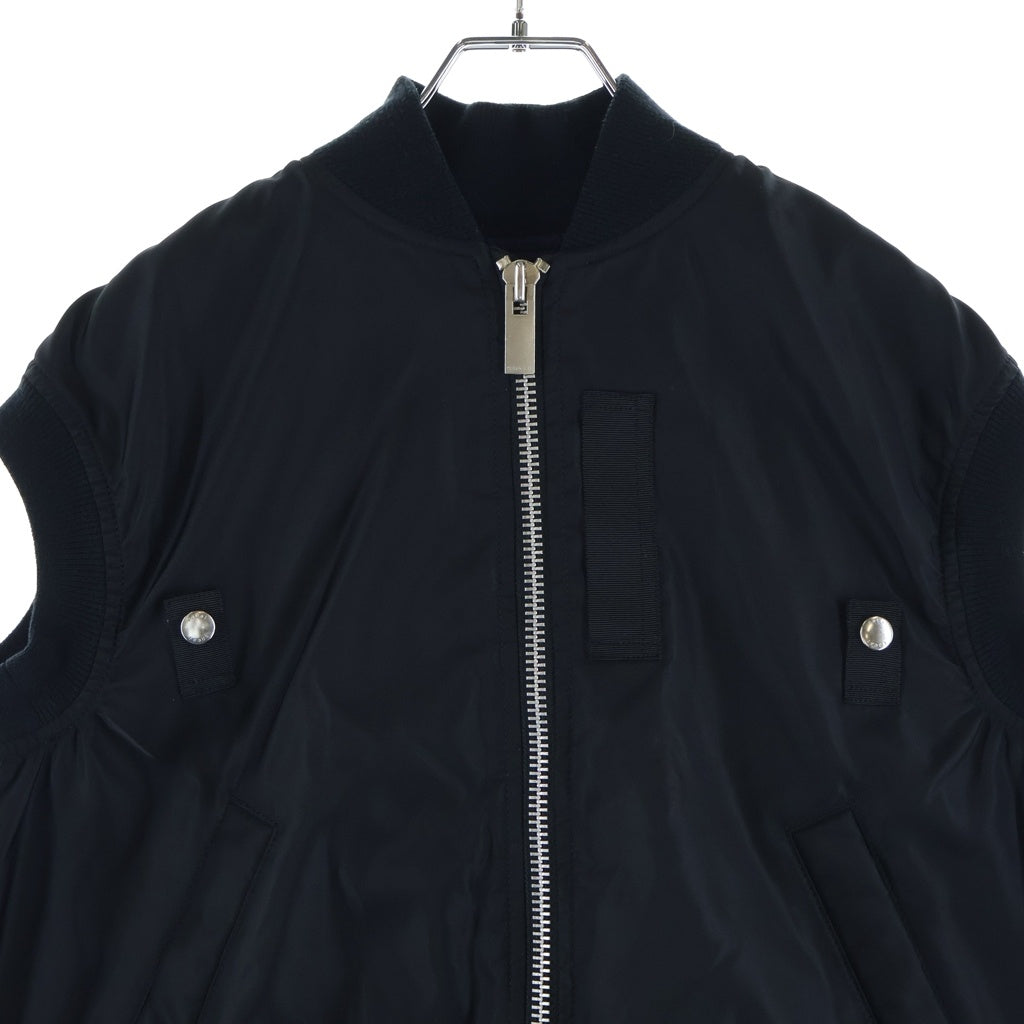 Sacai(サカイ) MA-1 ツイル ジップアップベスト ジャケット レディース ブラック SCW-072