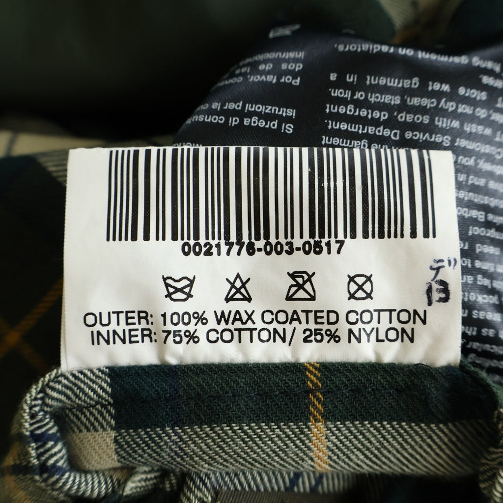 Barbour(バブアー) BEDALE JACKET WASHED ビデイル ウォッシュ加工 裏地チェック ノンオイルドジャケット グリーン