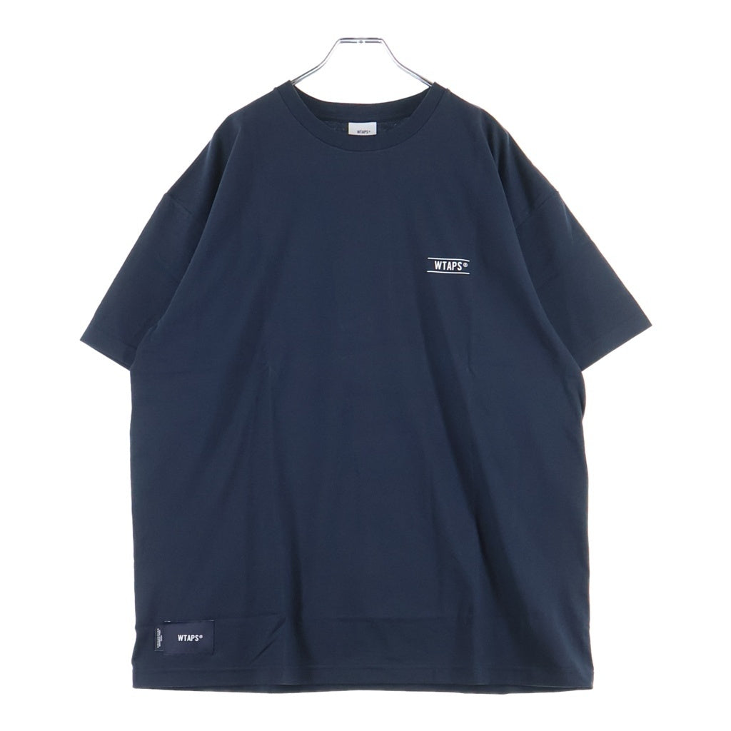 WTAPS(ダブルタップス) 25SS CONTAINING 02 SS / COTTON コンテニング 両面ロゴプリントTシャツ 半袖クルーネックカットソー ネイビー 251ATDT-STM10S