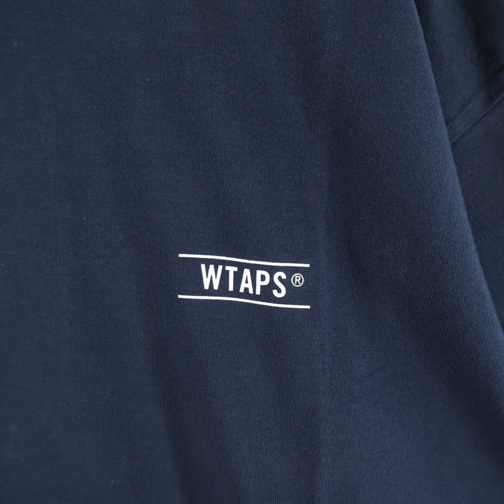 WTAPS(ダブルタップス) 25SS CONTAINING 02 SS / COTTON コンテニング 両面ロゴプリントTシャツ 半袖クルーネックカットソー ネイビー 251ATDT-STM10S