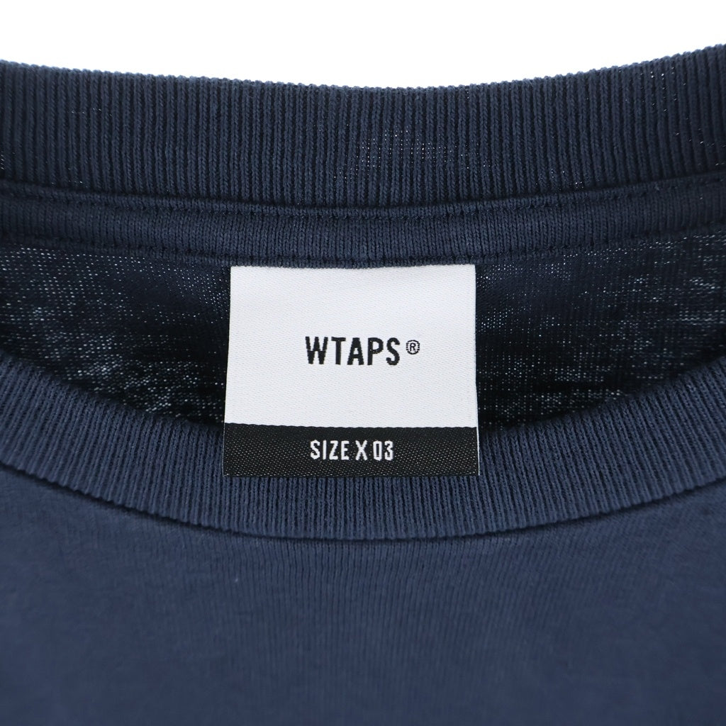 WTAPS(ダブルタップス) 25SS CONTAINING 02 SS / COTTON コンテニング 両面ロゴプリントTシャツ 半袖クルーネックカットソー ネイビー 251ATDT-STM10S