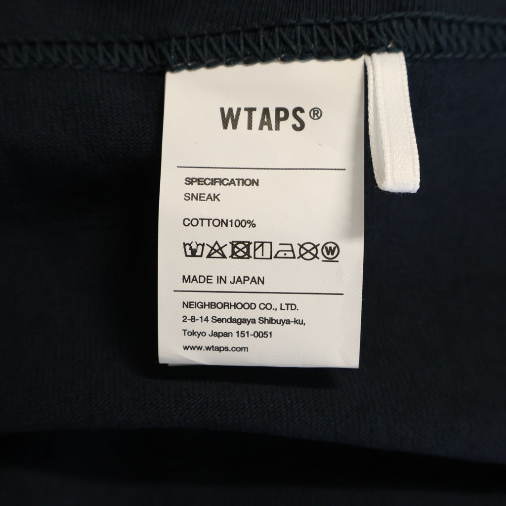 WTAPS(ダブルタップス) 25SS CONTAINING 02 SS / COTTON コンテニング 両面ロゴプリントTシャツ 半袖クルーネックカットソー ネイビー 251ATDT-STM10S