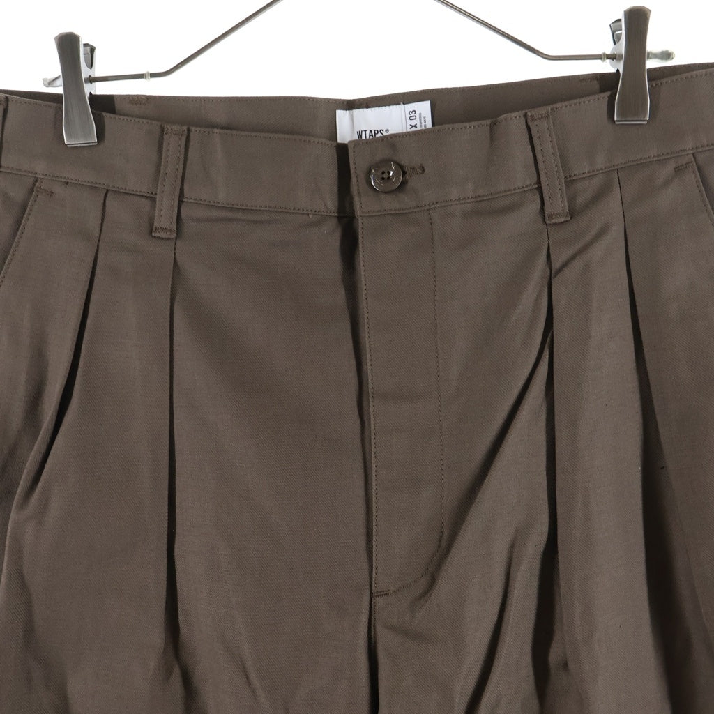 WTAPS(ダブルタップス) 25SS WRKT2503 TROUSERS / COTTON. TWILL 2タック ワークトラウザー ストレートパンツ ブラウン 251CWDT-PTM10