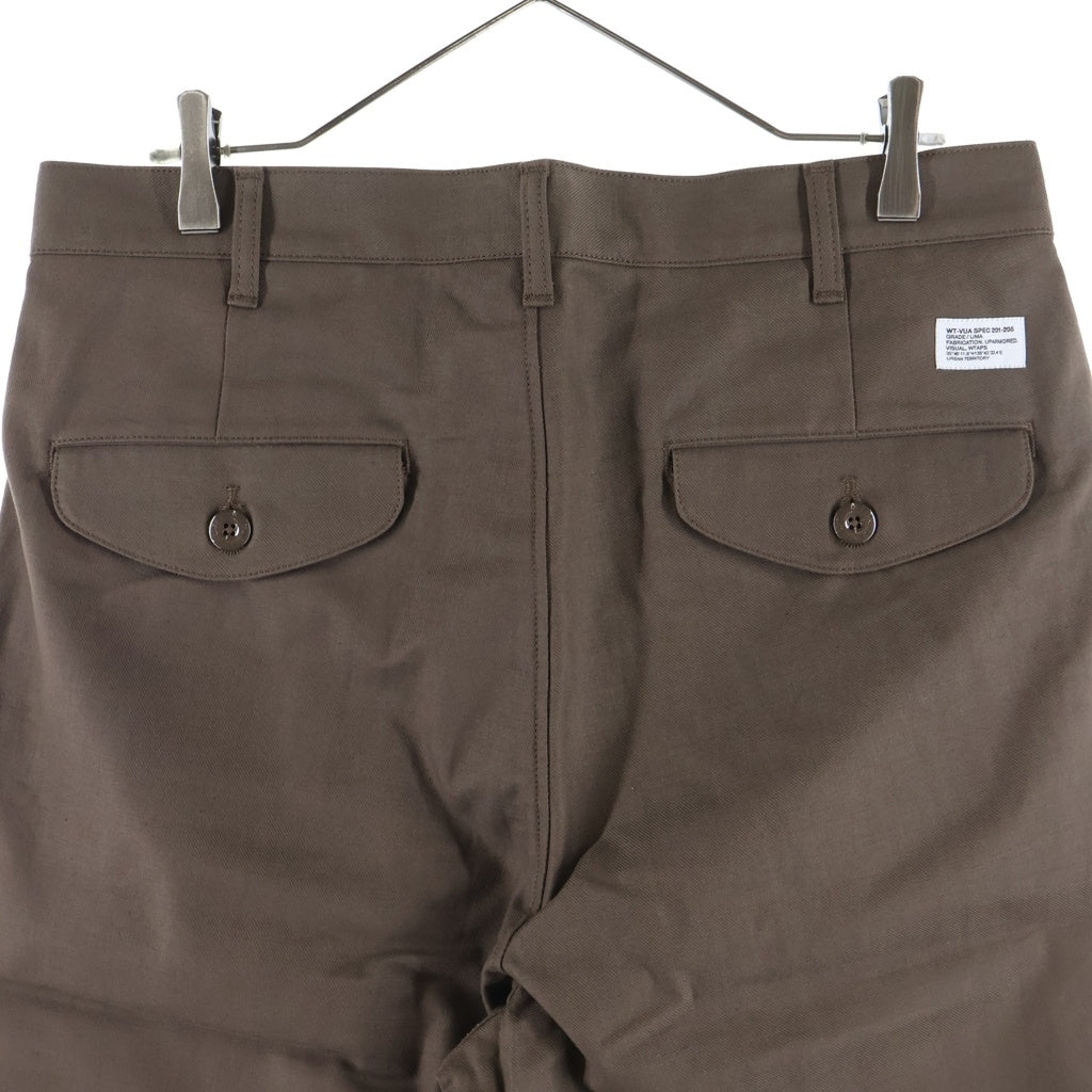 WTAPS(ダブルタップス) 25SS WRKT2503 TROUSERS / COTTON. TWILL 2タック ワークトラウザー ストレートパンツ ブラウン 251CWDT-PTM10