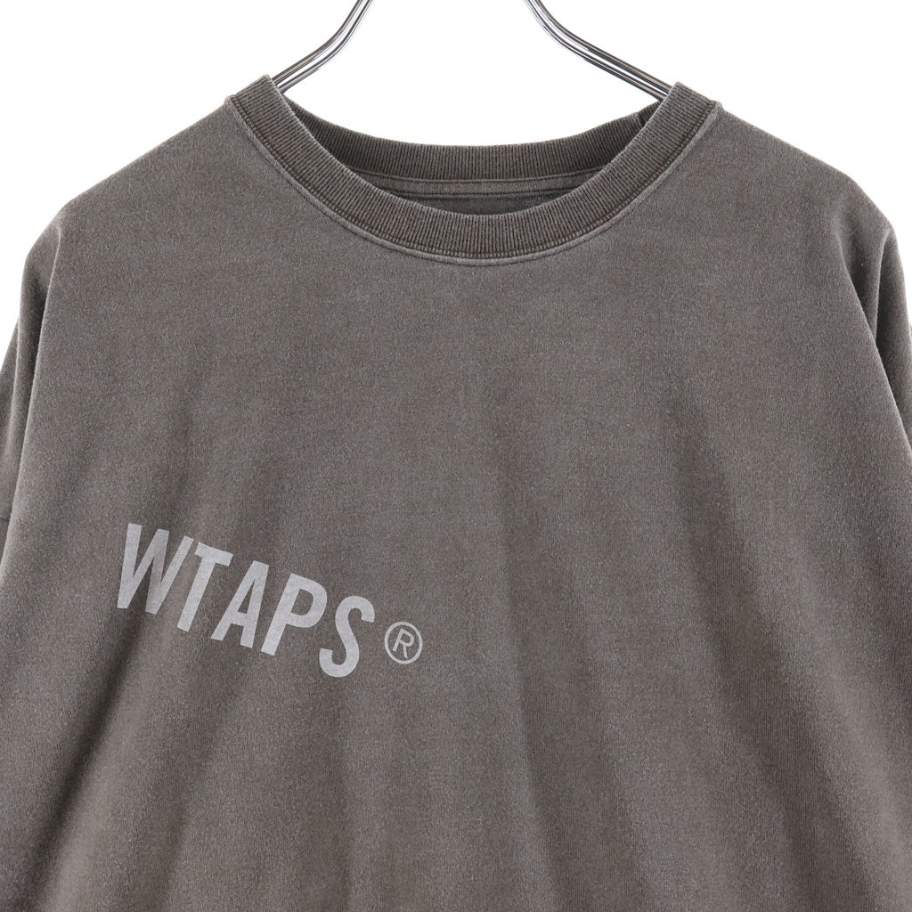 WTAPS(ダブルタップス) 26AW SIGN-OD LS / COTTON 顔料染め フロントロゴプリントTシャツ 長袖クルーネックカットソー ブラウン 262ATDT-CSM22