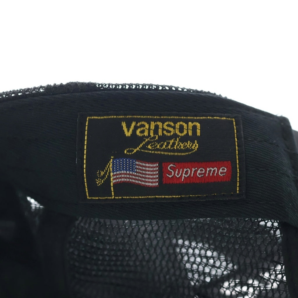 SUPREME(シュプリーム) 26SS ×Vanson Leathers Spider-Man Mesh Back 6-Panel バンソン スパイダーマン レザーメッシュ 6パネルキャップ 帽子 ブラック