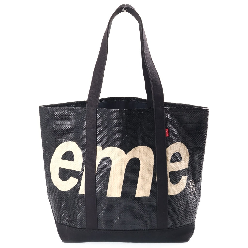 SUPREME(シュプリーム) 20SS Raffia Tote ロゴプリント ラフィアトートバッグ ブラック レディース
