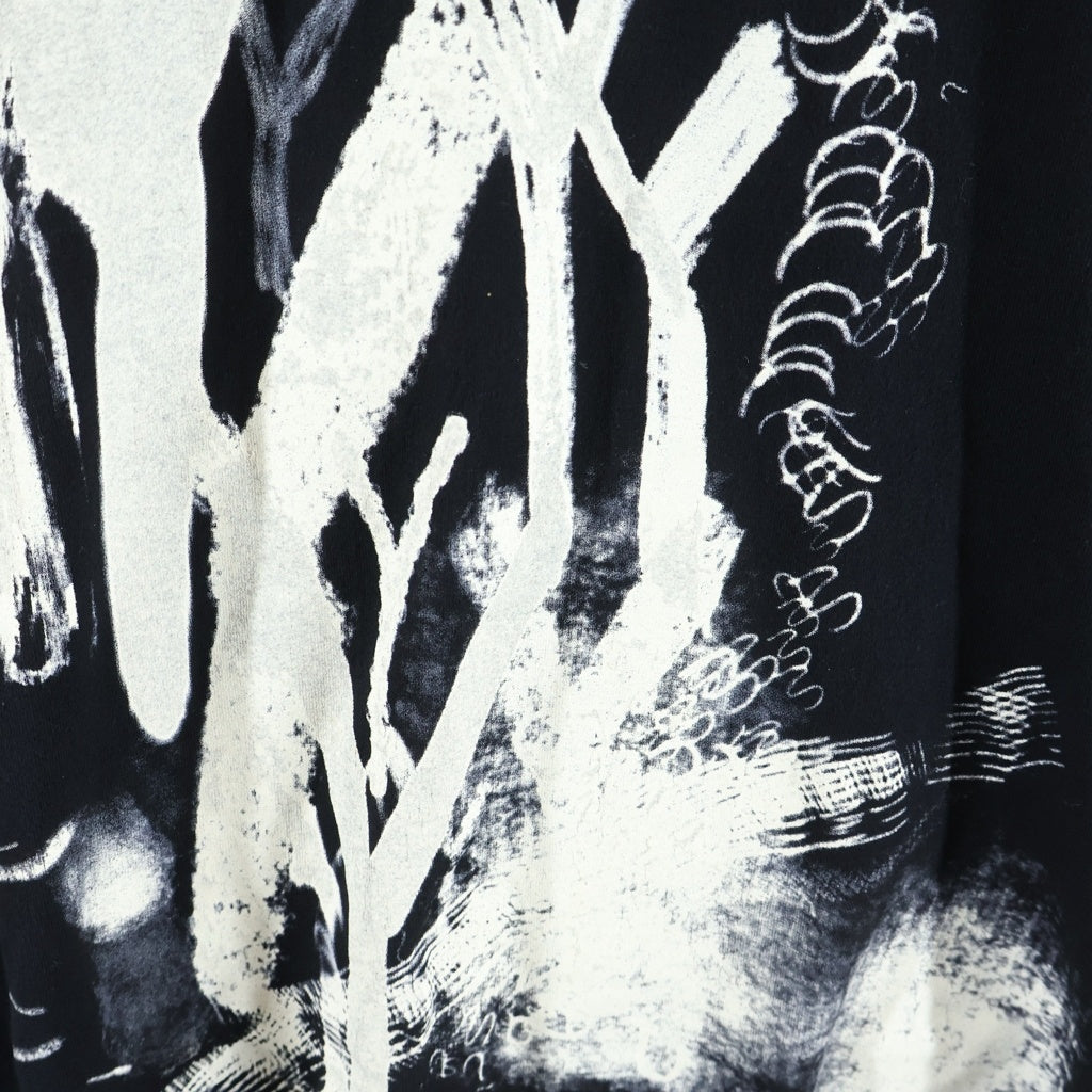 Y's(ワイズ) PIGMENT PRINT BIG TEE ピグメント プリント ビッグ クルーネック半袖Tシャツ カットソー レディース ブラック YQ-T27-678