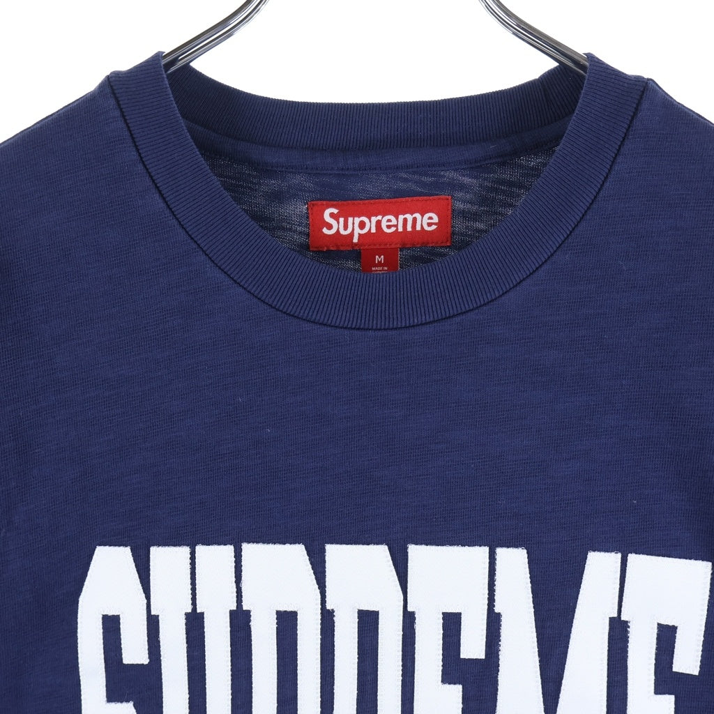 SUPREME(シュプリーム) 26AW Stretch Applique S/S Top ストレッチコットン アップリケロゴ クルーネック 半袖Tシャツ カットソー ネイビー