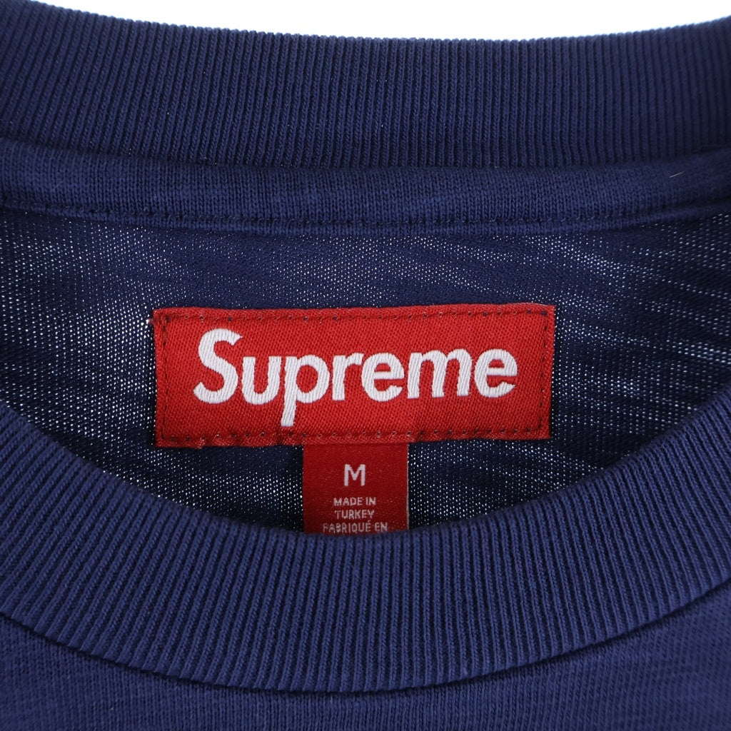 SUPREME(シュプリーム) 26AW Stretch Applique S/S Top ストレッチコットン アップリケロゴ クルーネック 半袖Tシャツ カットソー ネイビー