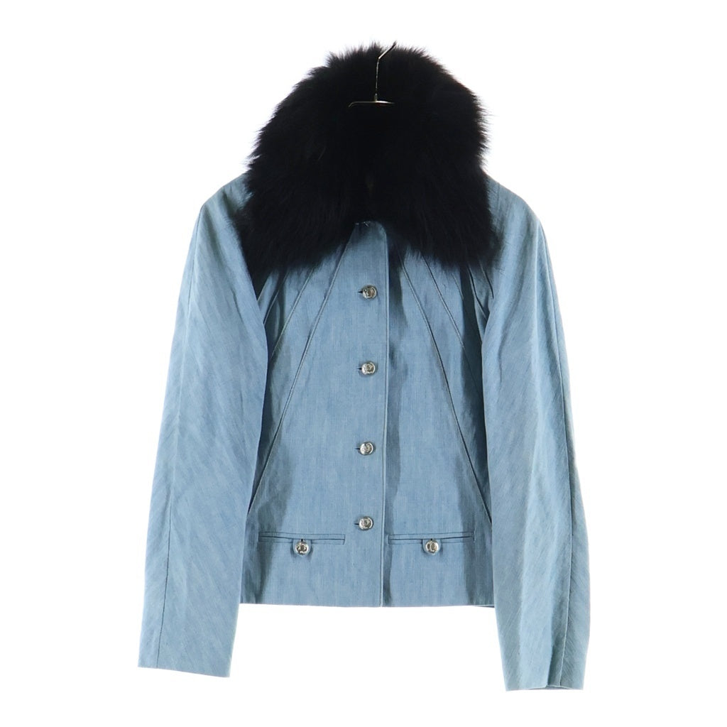 Christian Dior(クリスチャンディオール) 02SS ファーカラーデザイン 3B デニムジャケット レディース ブルー 2A12022151