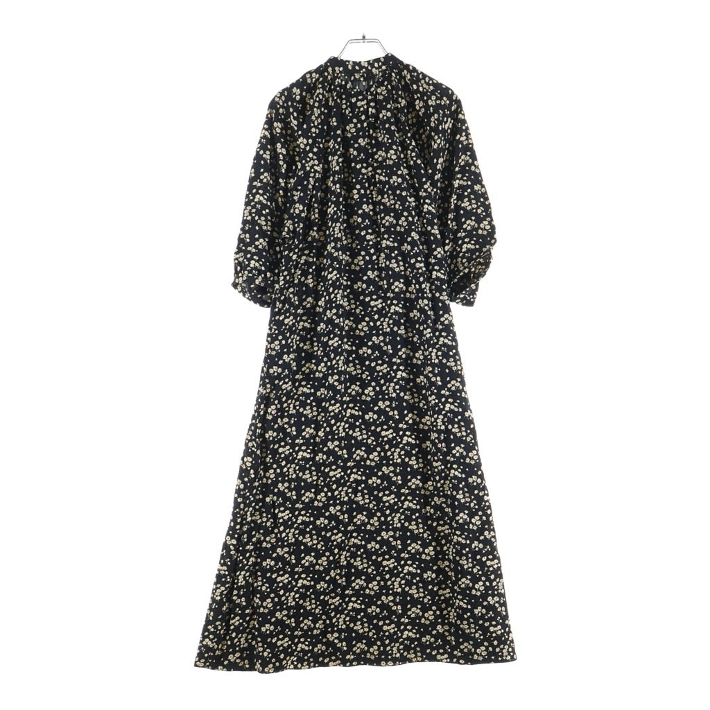 CELINE(セリーヌ) フォークボタン プラケット付 デイジー 花柄 レーヨン ロングワンピース レディース ブラック 2R091564D