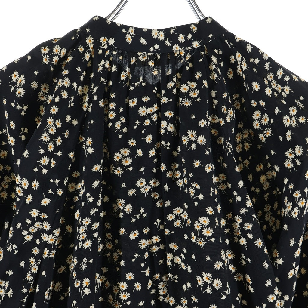 CELINE(セリーヌ) フォークボタン プラケット付 デイジー 花柄 レーヨン ロングワンピース レディース ブラック 2R091564D