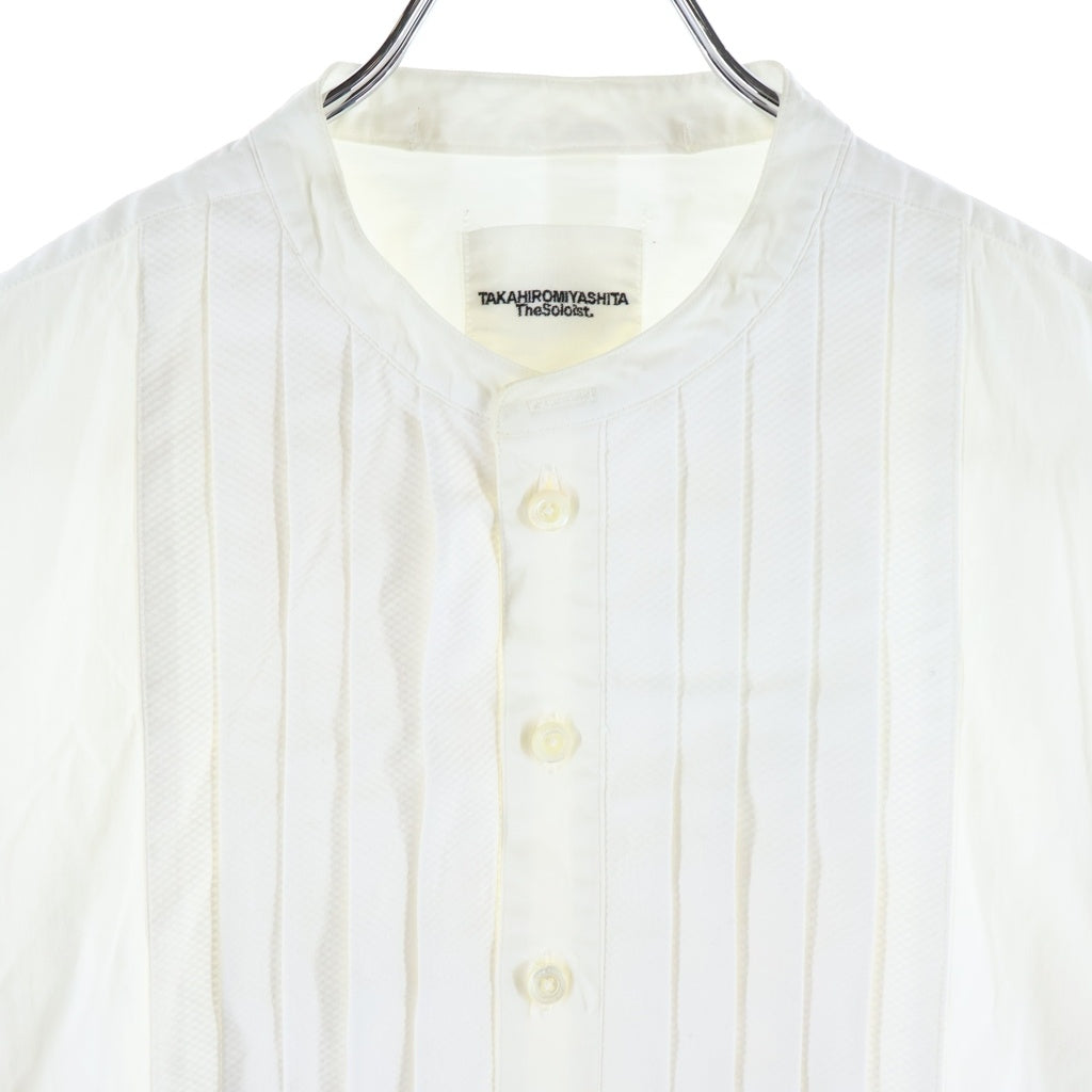 TAKAHIROMIYASHITA The SoloIst.(タカヒロミヤシタザソロイスト) 20SS Band Collar Shirt コットン バンドカラー 長袖ドレスシャツ ホワイト 0001DSS20